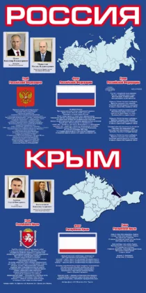 Стенд «Россия и Крым» с картами и государственной символикой