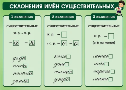 Стенд «Склонения имён существительных»