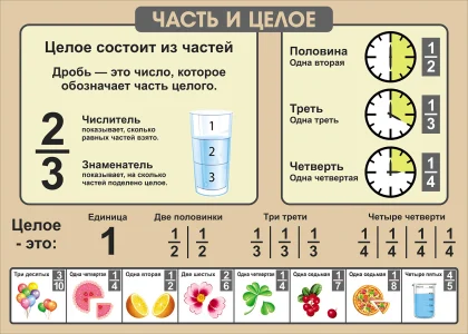 Стенд «Часть и целое: дроби»