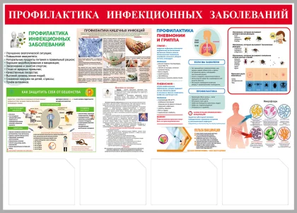 Стенд «Профилактика инфекционных заболеваний» с 4 карманами А4