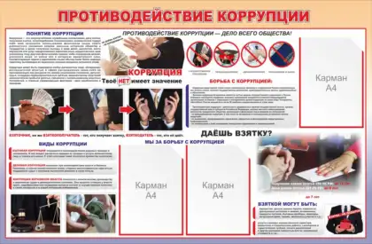Стенд «Противодействие коррупции» с 3 карманами A4