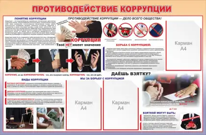 Стенд «Противодействие коррупции» с 3 карманами A4