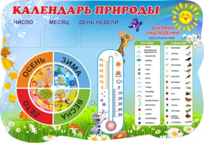 Фигурный стенд «Календарь природы» с 3 карманами A6