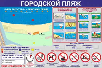 Уличный информационный стенд для городского пляжа