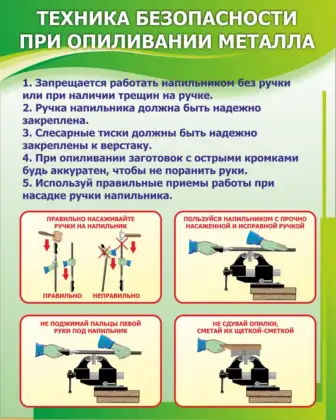 Стенд «Техника безопасности при опиливании металла»