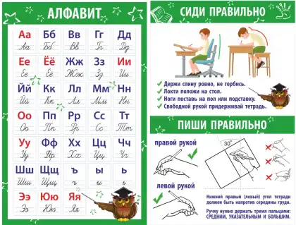 Комплект стендов «Алфавит и правильная посадка» для начальной школы
