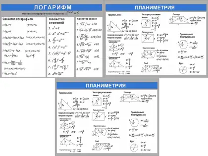 Комплект стендов по математике «Логарифм, стереометрия, планиметрия»