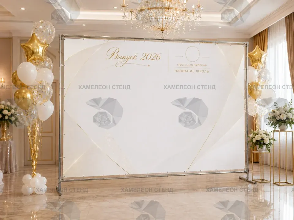 БФ-0004 Баннерная фотозона «Выпуск 2026 с эмблемой» 190 x 290 см