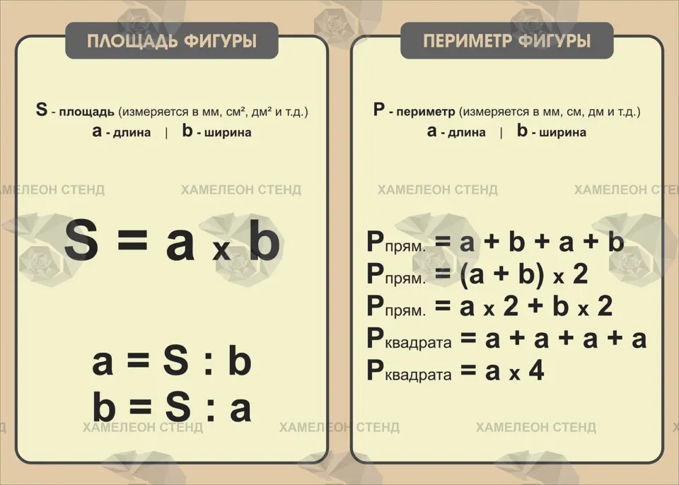 Стенд «Площадь и периметр фигуры»