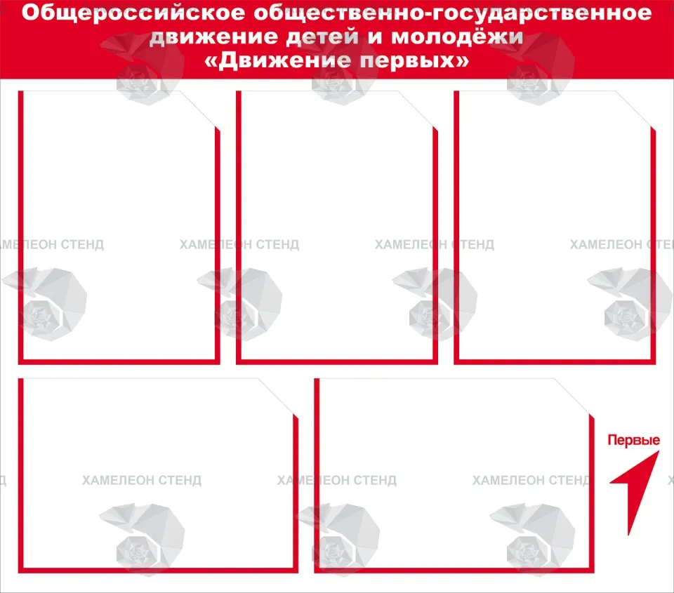 Стенд «Движение первых» для первичного отделения с карманами