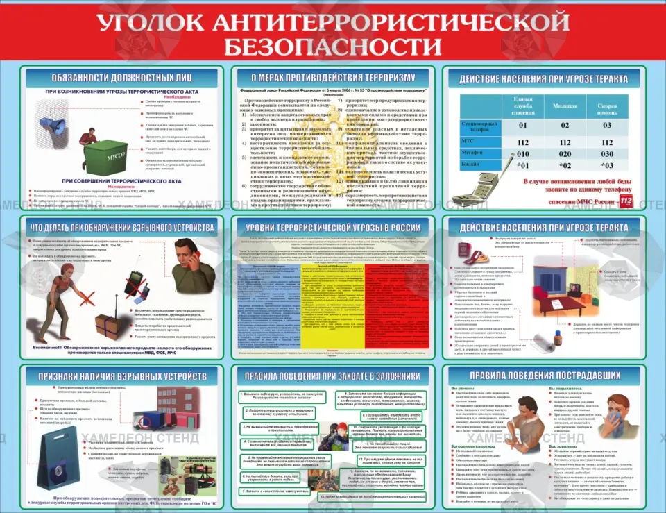 Уголок антитеррористической безопасности с памятками