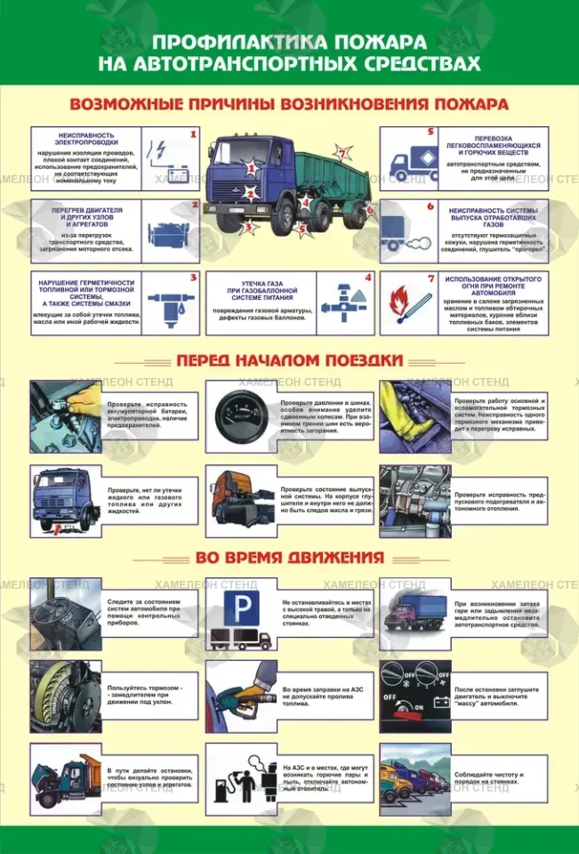 Стенд о профилактике пожара на автотранспортных средствах