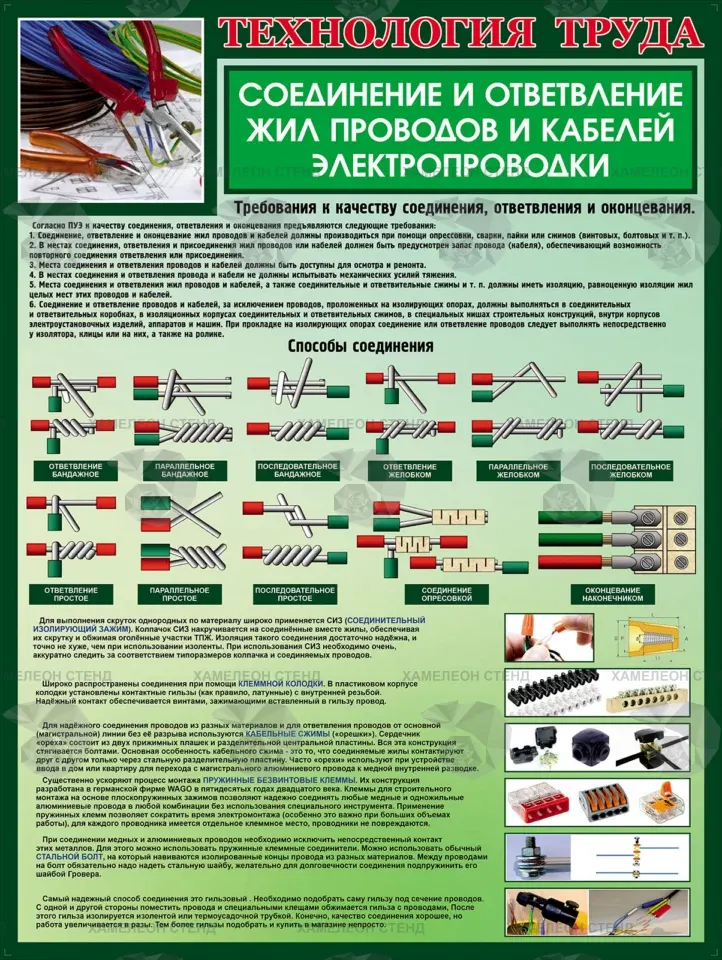 Соединение и ответвление жил проводов и кабелей электропроводки
