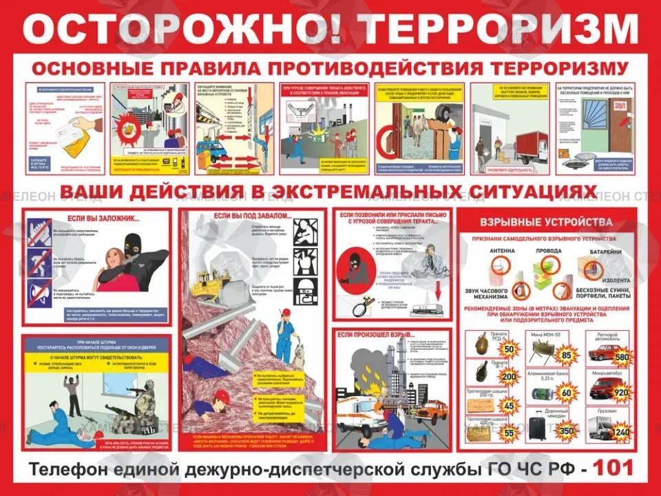 Стенд «Осторожно! Терроризм» с правилами безопасности