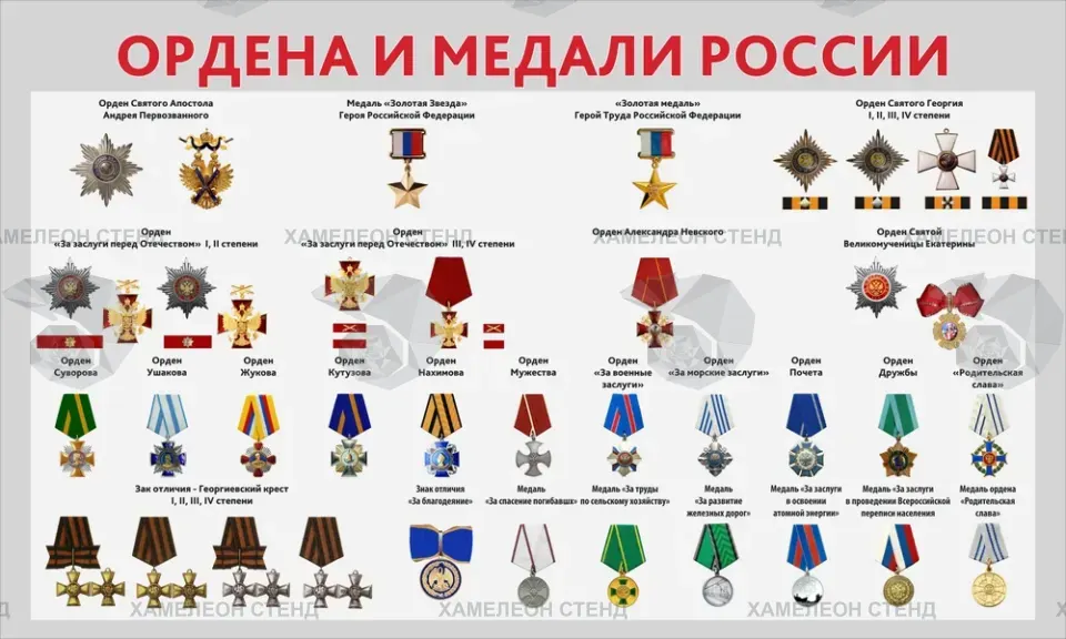Стенд «Ордена и медали России»