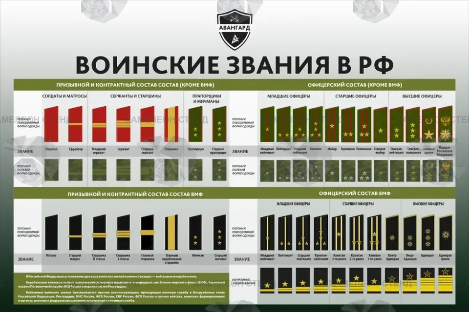 Стенд «Воинские звания в РФ»