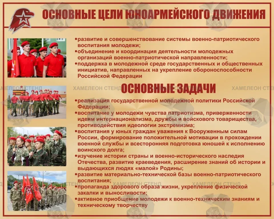 Стенд Юнармии «Основные цели движения»