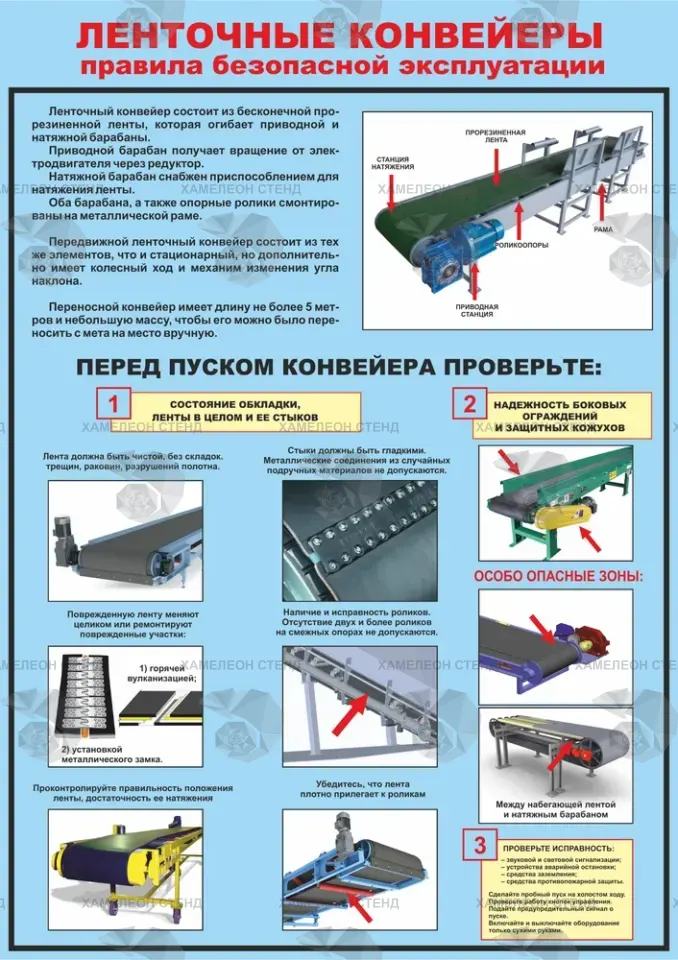 Стенд «Правила безопасности при работе с ленточным конвейером»