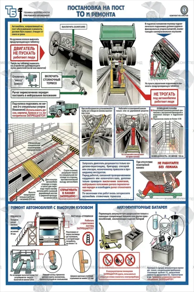 Стенд по безопасности при постановке на пост ТО и ремонте