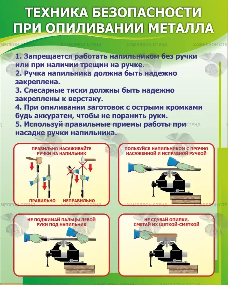 Стенд «Техника безопасности при опиливании металла»