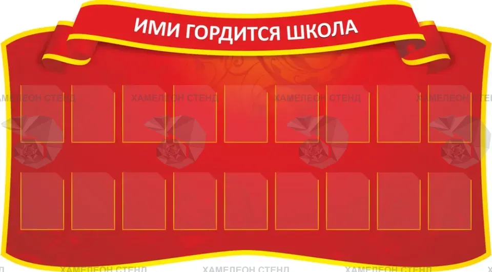 Фигурный стенд «Ими гордится школа» с 18 карманами A5